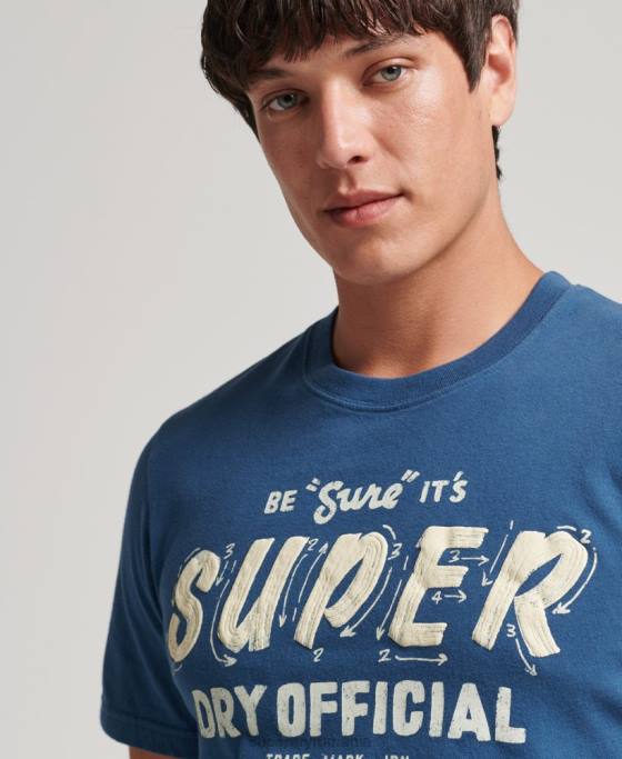 Superdry tricou scriitor de semne vintage îmbrăcăminte albastru bărbați JX0Z4850