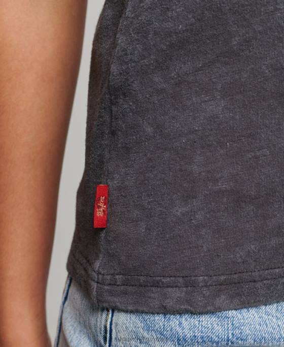 Superdry tricou skinny magazin de produse vintage îmbrăcăminte negru femei JX0Z2708