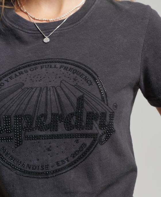 Superdry tricou skinny magazin de produse vintage îmbrăcăminte negru femei JX0Z2747