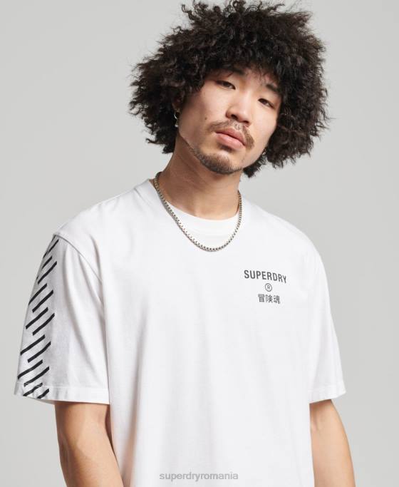 Superdry tricou sport code core îmbrăcăminte alb bărbați JX0Z4920