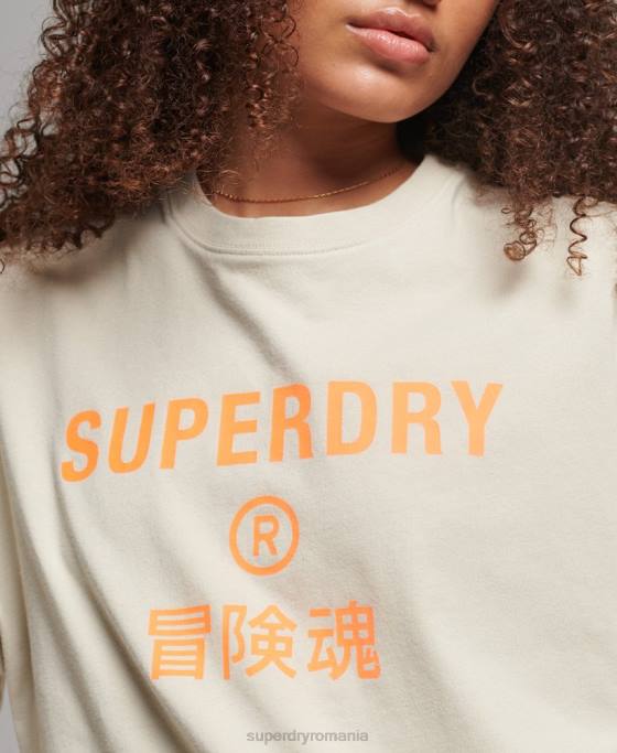 Superdry tricou sport din bumbac organic îmbrăcăminte bej femei JX0Z2259