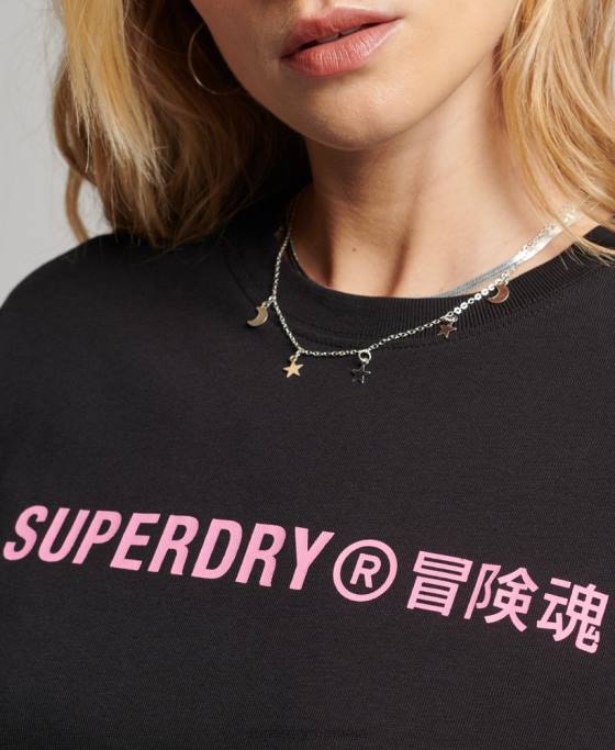 Superdry tricou sport din bumbac organic îmbrăcăminte negru femei JX0Z2310