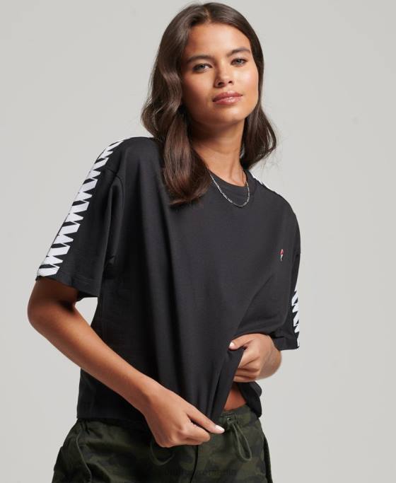 Superdry tricou supradimensionat cu bandă cu logo code s îmbrăcăminte negru femei JX0Z2739