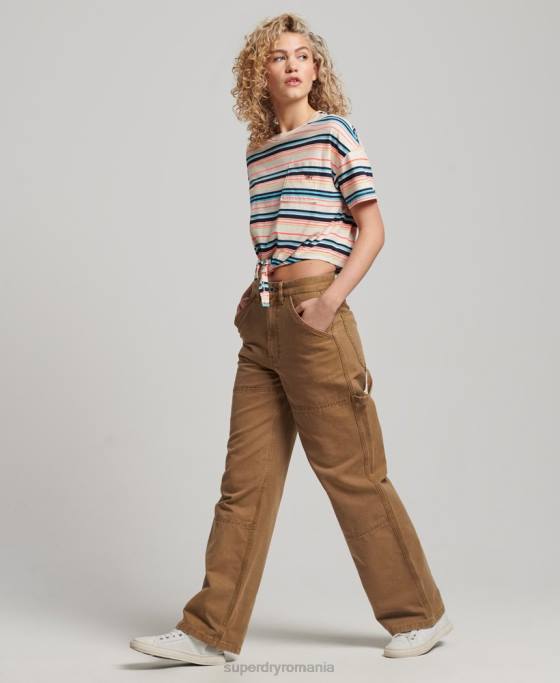 Superdry tricou vintage boxy cravata din bumbac organic îmbrăcăminte gri femei JX0Z2215