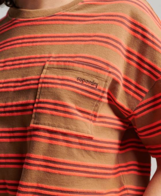 Superdry tricou vintage boxy cravata din bumbac organic îmbrăcăminte maro femei JX0Z2707