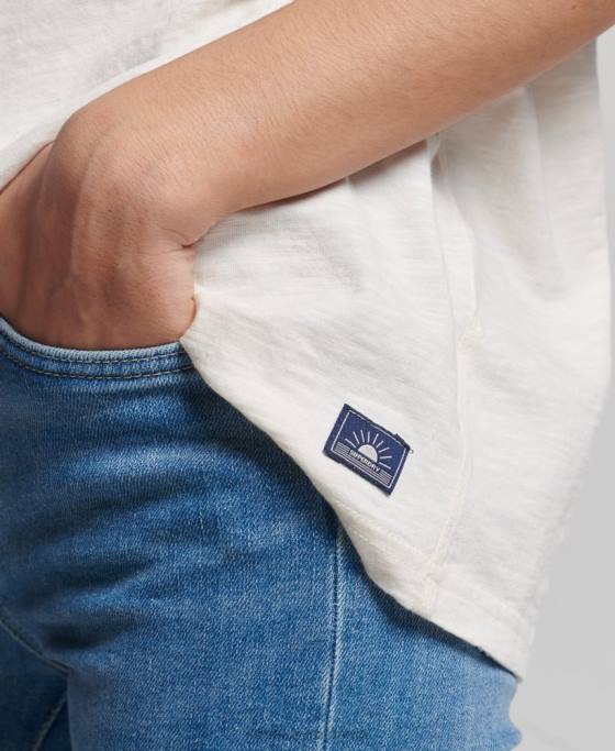 Superdry tricou vintage cali dungi îmbrăcăminte alb femei JX0Z6191