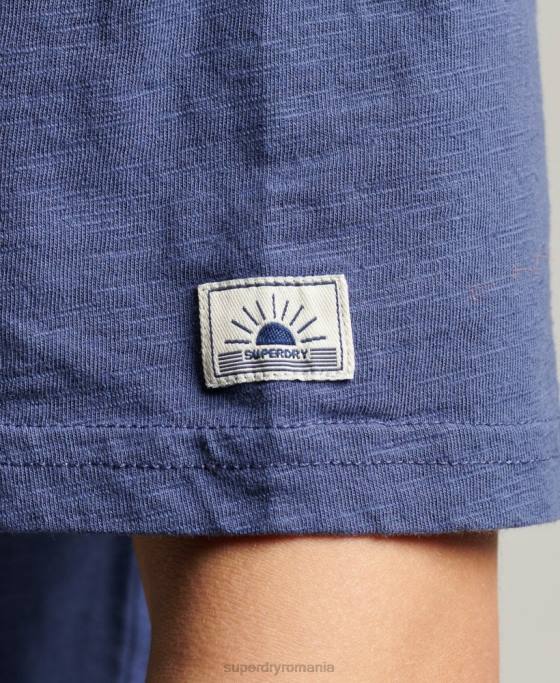 Superdry tricou vintage cali dungi îmbrăcăminte albastru femei JX0Z6184