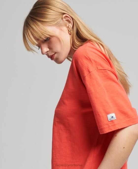 Superdry tricou vintage cali dungi îmbrăcăminte portocale femei JX0Z6189