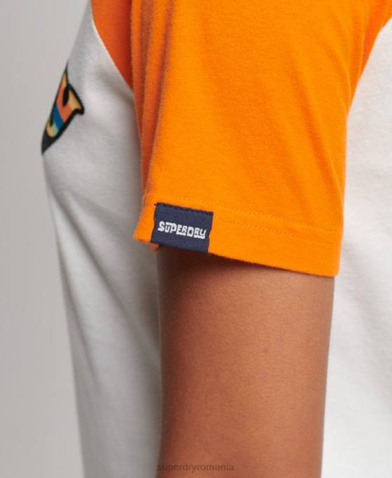 Superdry tricou vintage cooper clasic raglan îmbrăcăminte portocale femei JX0Z2783
