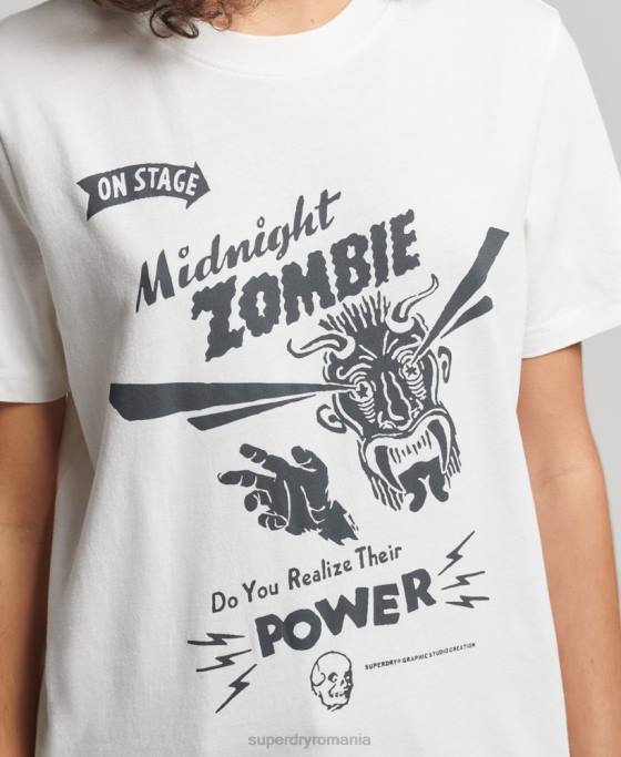 Superdry tricou vintage crossing lines îmbrăcăminte cremă femei JX0Z2812