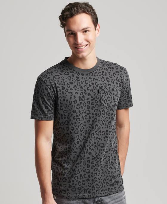 Superdry tricou vintage cu buzunar îmbrăcăminte gri inchis bărbați JX0Z4876