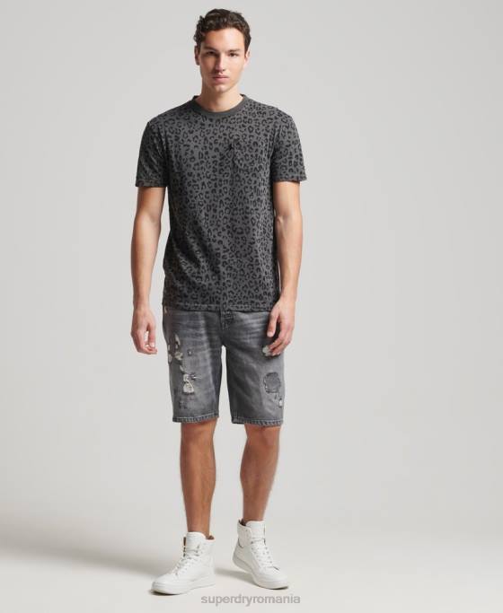 Superdry tricou vintage cu buzunar îmbrăcăminte gri inchis bărbați JX0Z4876