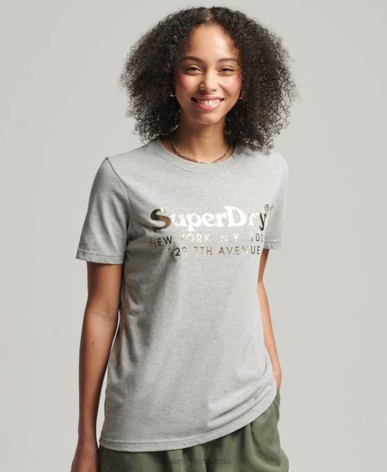 Superdry tricou vintage cu interes pentru locație îmbrăcăminte gri femei JX0Z6215