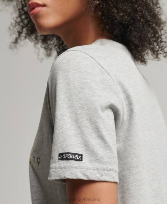 Superdry tricou vintage cu interes pentru locație îmbrăcăminte gri femei JX0Z6215