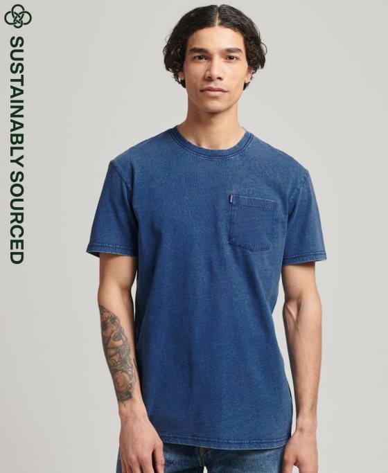Superdry tricou vintage indigo din bumbac organic îmbrăcăminte albastru bărbați JX0Z4847