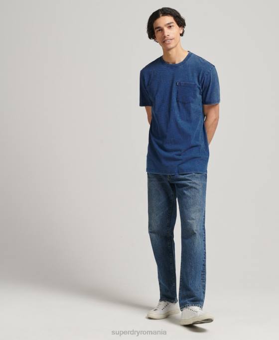 Superdry tricou vintage indigo din bumbac organic îmbrăcăminte albastru bărbați JX0Z4847