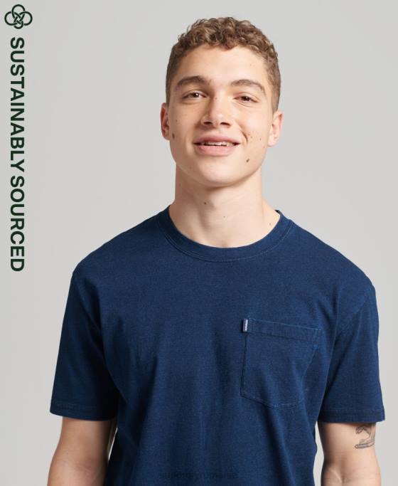 Superdry tricou vintage indigo din bumbac organic îmbrăcăminte albastru inchis bărbați JX0Z4892