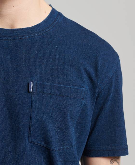 Superdry tricou vintage indigo din bumbac organic îmbrăcăminte albastru inchis bărbați JX0Z4892