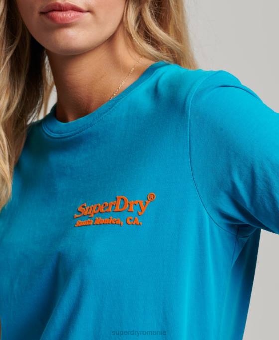 Superdry tricou vintage pentru locație îmbrăcăminte albastru femei JX0Z2255