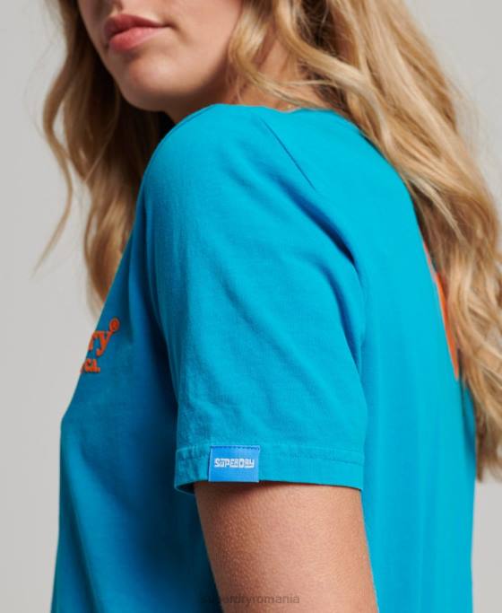 Superdry tricou vintage pentru locație îmbrăcăminte albastru femei JX0Z2255