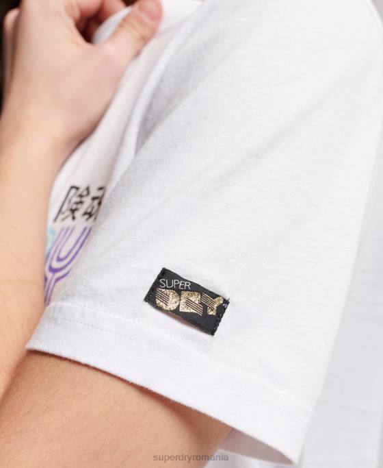 Superdry tricou vintage retro curcubeu îmbrăcăminte alb femei JX0Z2662