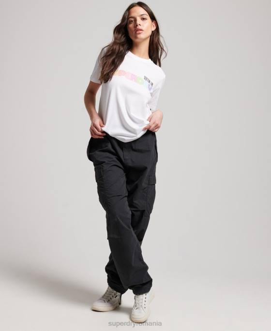 Superdry tricou vintage retro curcubeu îmbrăcăminte alb femei JX0Z2662