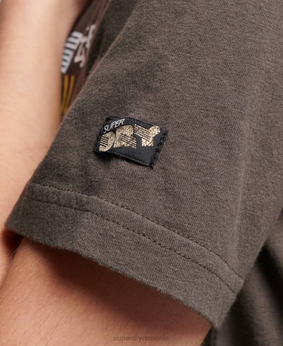 Superdry tricou vintage retro curcubeu îmbrăcăminte gri inchis femei JX0Z2683