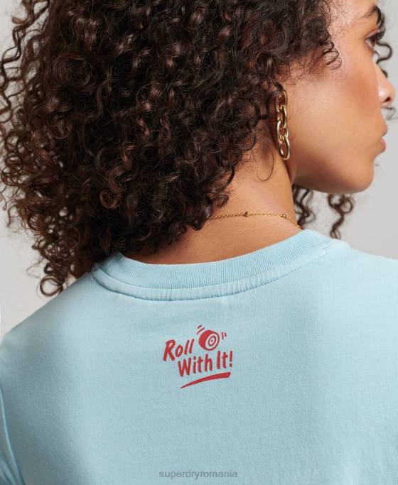Superdry tricou vintage roll with it îmbrăcăminte albastru deschis femei JX0Z2699