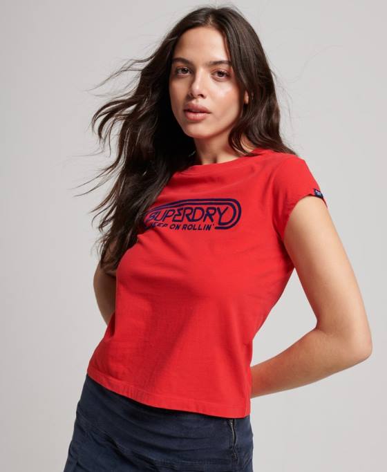 Superdry tricou vintage roll with it îmbrăcăminte roșu femei JX0Z2649