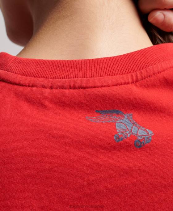 Superdry tricou vintage roll with it îmbrăcăminte roșu femei JX0Z2649