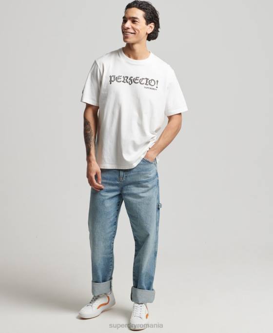Superdry tricou vintage surfer ranchero îmbrăcăminte alb bărbați JX0Z4836