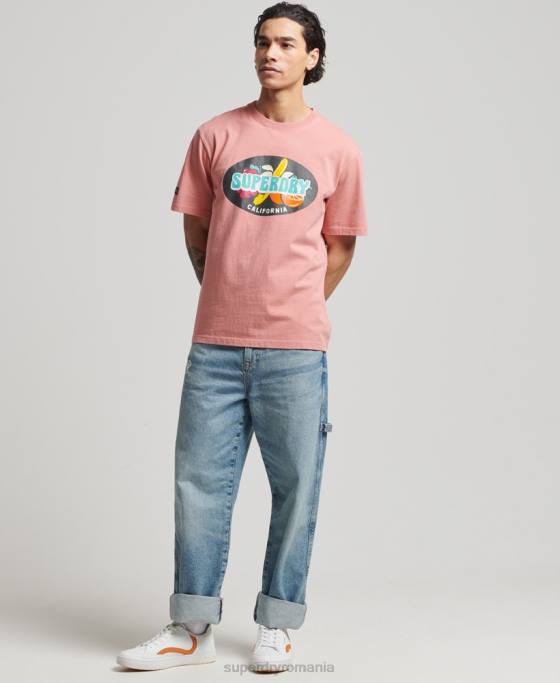 Superdry tricou vintage surfer ranchero îmbrăcăminte roz bărbați JX0Z4854