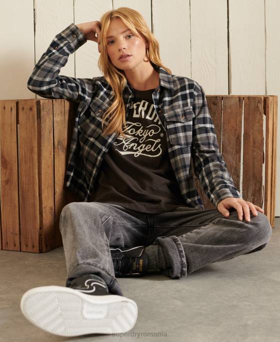 Superdry tricou îmbrăcăminte de lucru în stil script îmbrăcăminte maro femei JX0Z6750