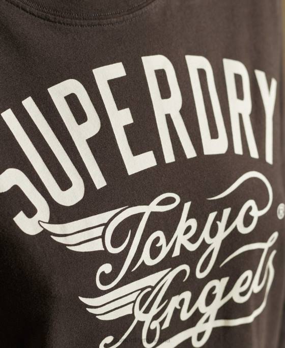 Superdry tricou îmbrăcăminte de lucru în stil script îmbrăcăminte maro femei JX0Z6750