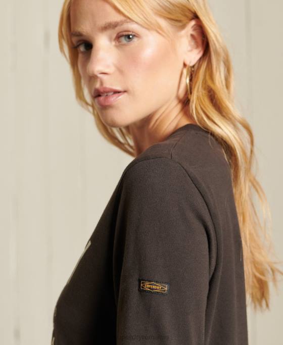 Superdry tricou îmbrăcăminte de lucru în stil script îmbrăcăminte maro femei JX0Z6750