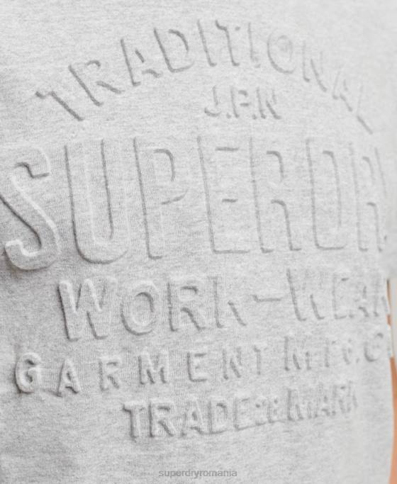 Superdry tricou în relief în stil script îmbrăcăminte gri bărbați JX0Z4855