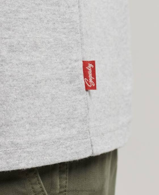 Superdry tricou în relief în stil script îmbrăcăminte gri bărbați JX0Z4855