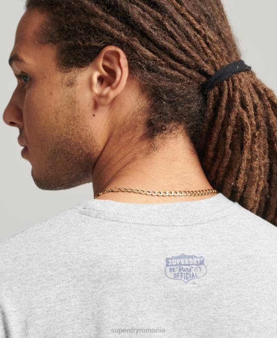 Superdry tricou în relief în stil script îmbrăcăminte gri bărbați JX0Z4855