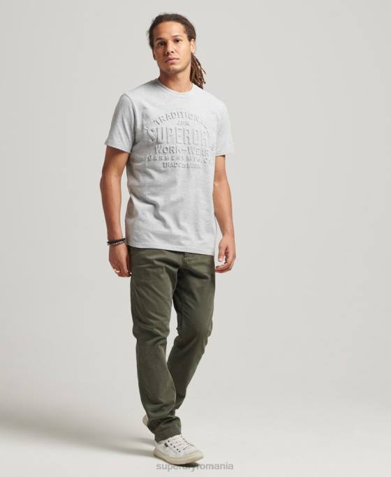 Superdry tricou în relief în stil script îmbrăcăminte gri bărbați JX0Z4855