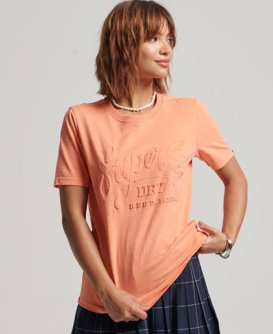 Superdry tricou în relief în stil script îmbrăcăminte portocale femei JX0Z6257