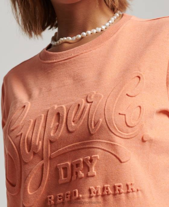 Superdry tricou în relief în stil script îmbrăcăminte portocale femei JX0Z6257