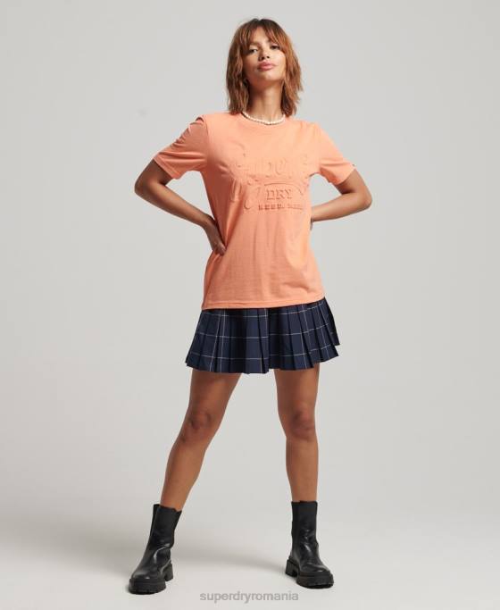Superdry tricou în relief în stil script îmbrăcăminte portocale femei JX0Z6257