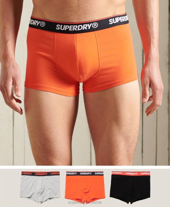 Superdry trunchi clasic din bumbac organic pachet triplu îmbrăcăminte portocale bărbați JX0Z6498