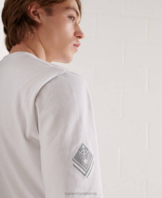 Superdry varsity arc cu mânecă lungă îmbrăcăminte alb bărbați JX0Z1581