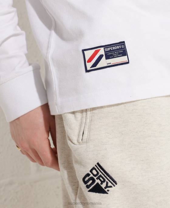 Superdry varsity arc cu mânecă lungă îmbrăcăminte alb bărbați JX0Z1581