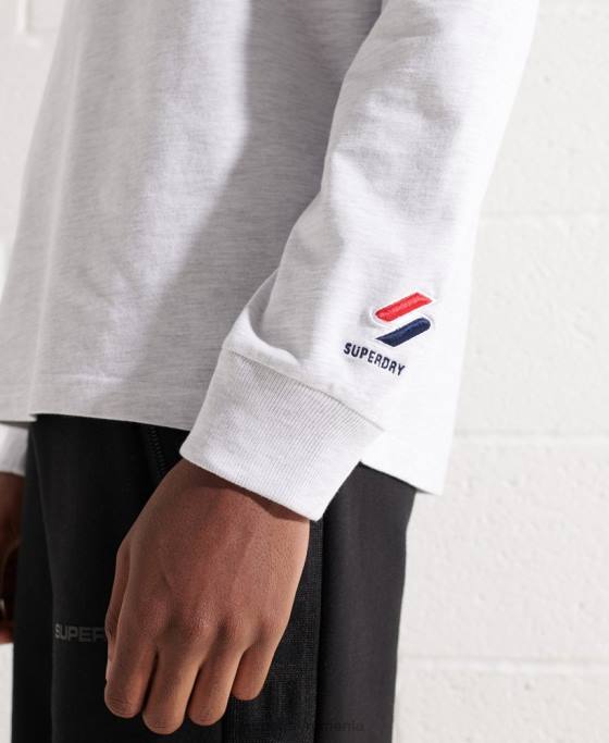Superdry varsity arc cu mânecă lungă îmbrăcăminte gri deschis bărbați JX0Z1551