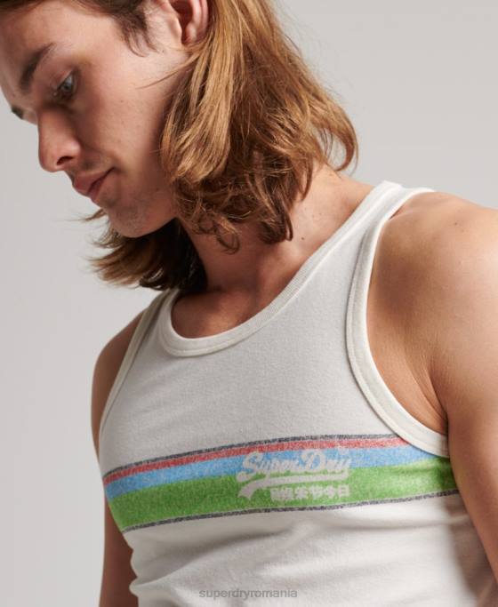Superdry vesta cali logo vintage îmbrăcăminte alb bărbați JX0Z1491