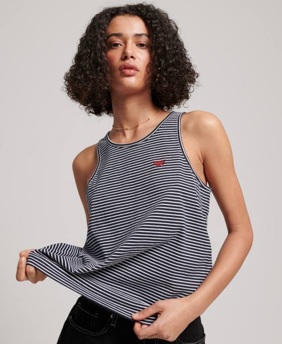 Superdry vesta cu dungi vintage din bumbac organic îmbrăcăminte marina femei JX0Z2184