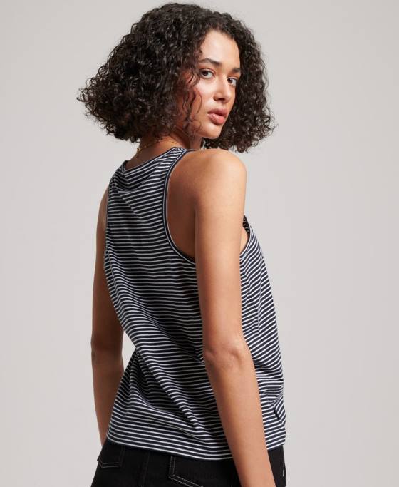 Superdry vesta cu dungi vintage din bumbac organic îmbrăcăminte marina femei JX0Z2184
