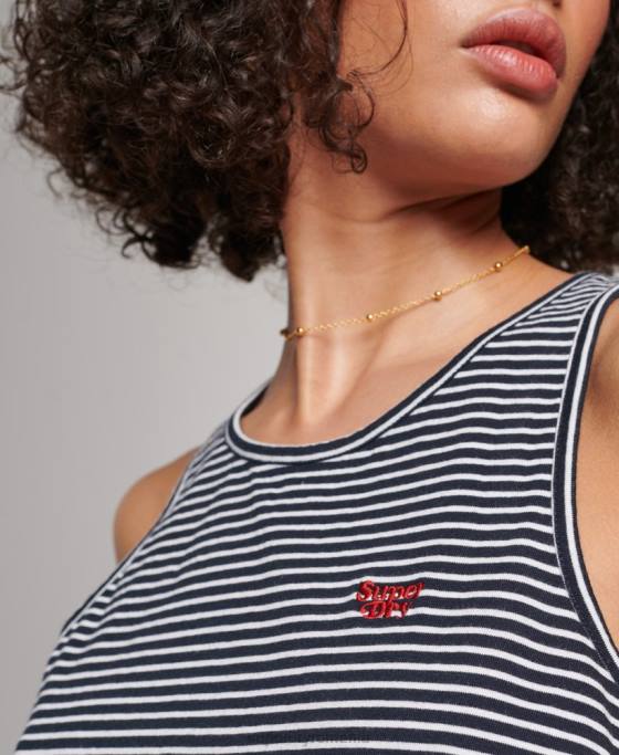Superdry vesta cu dungi vintage din bumbac organic îmbrăcăminte marina femei JX0Z2184